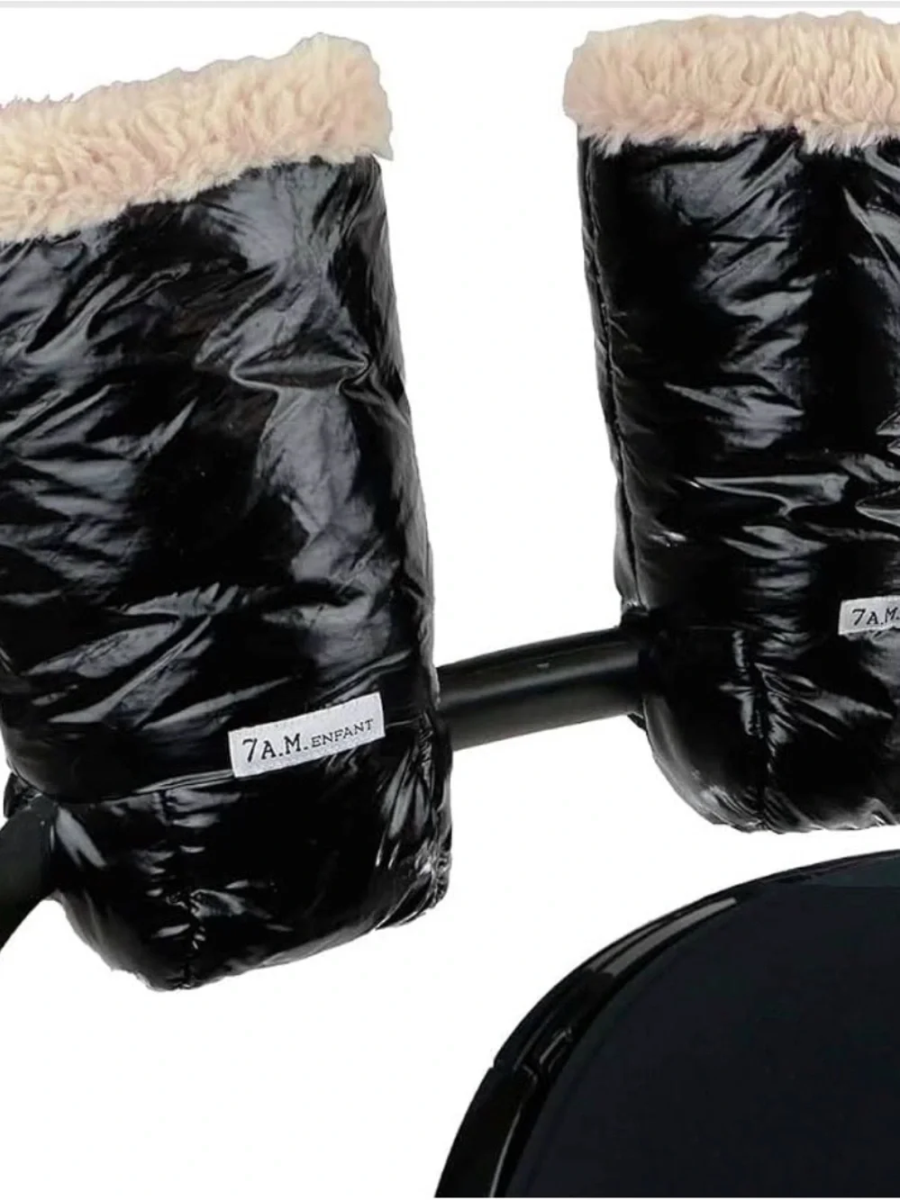 7 A.M. Enfant Black Faux-Fur Lined Stroller Mittens